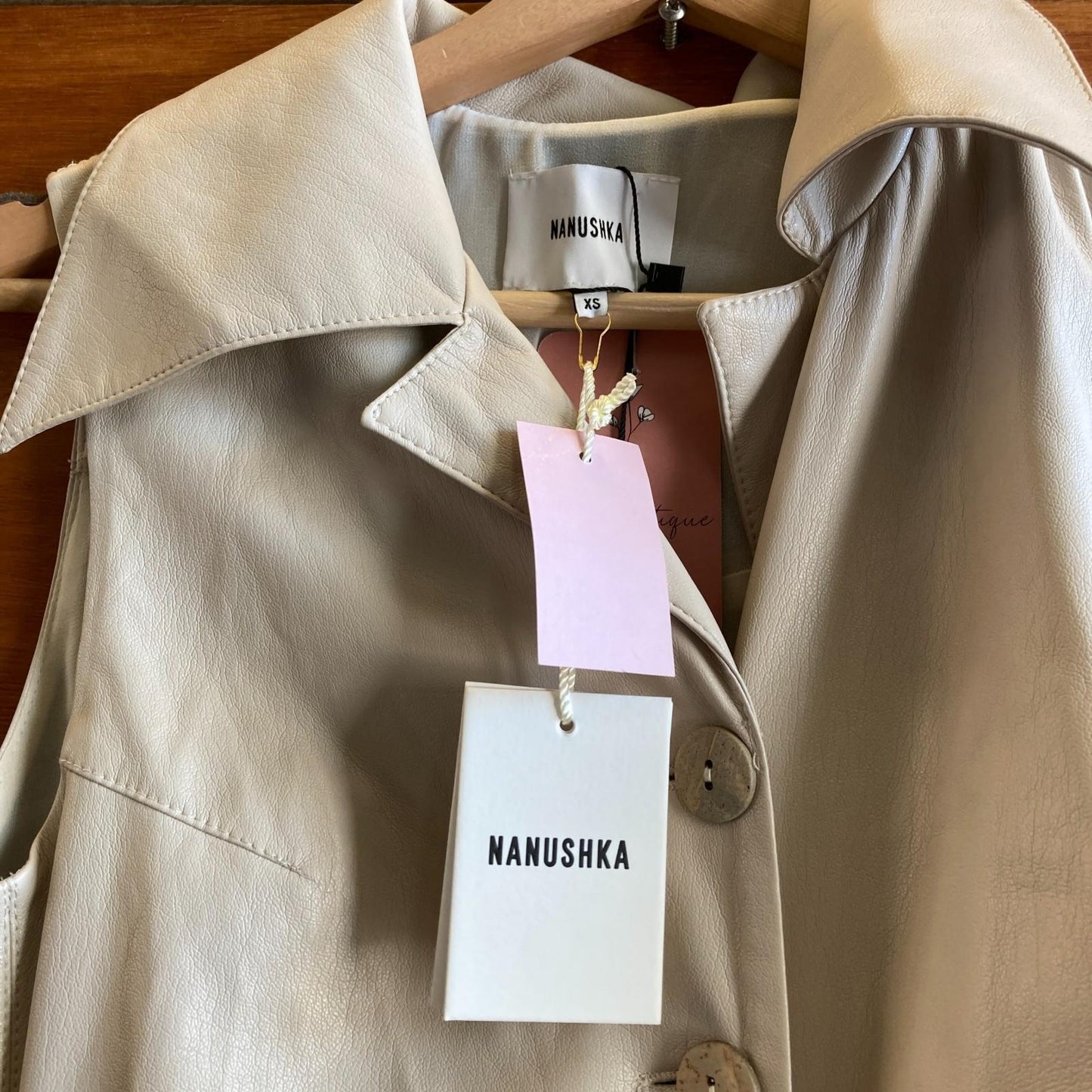 XS - Nanushka NEW Cream Vegan Leather Sharma Tie Front Sleeveless Dress 0103SA