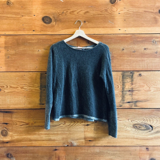 S - Eileen Fisher Charcoal Gray Cashmere Wool Blend Pullover Sweater 0721DK