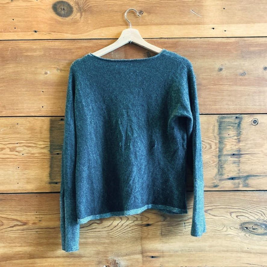 S - Eileen Fisher Charcoal Gray Cashmere Wool Blend Pullover Sweater 0721DK