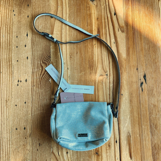 Aimee Kestenberg $168 Gold Dust Leather Crossbody Purse NEW 1002MG