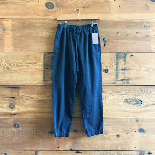 S - Xirena Navy Blue Elastic Drawstring Cotton Womens Draper Pants 4427SC