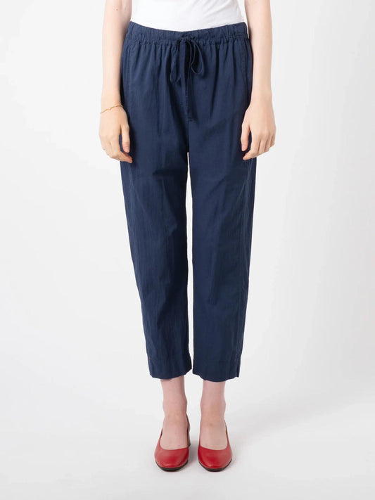 S - Xirena Navy Blue Elastic Drawstring Cotton Womens Draper Pants 4427SC