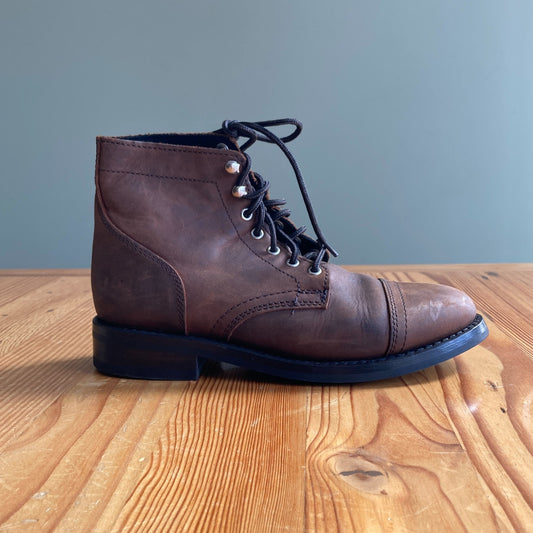 8 - Thursday $198 Dark Brown Leather Lace Up Captain Cap Ankle Boots 1115IE