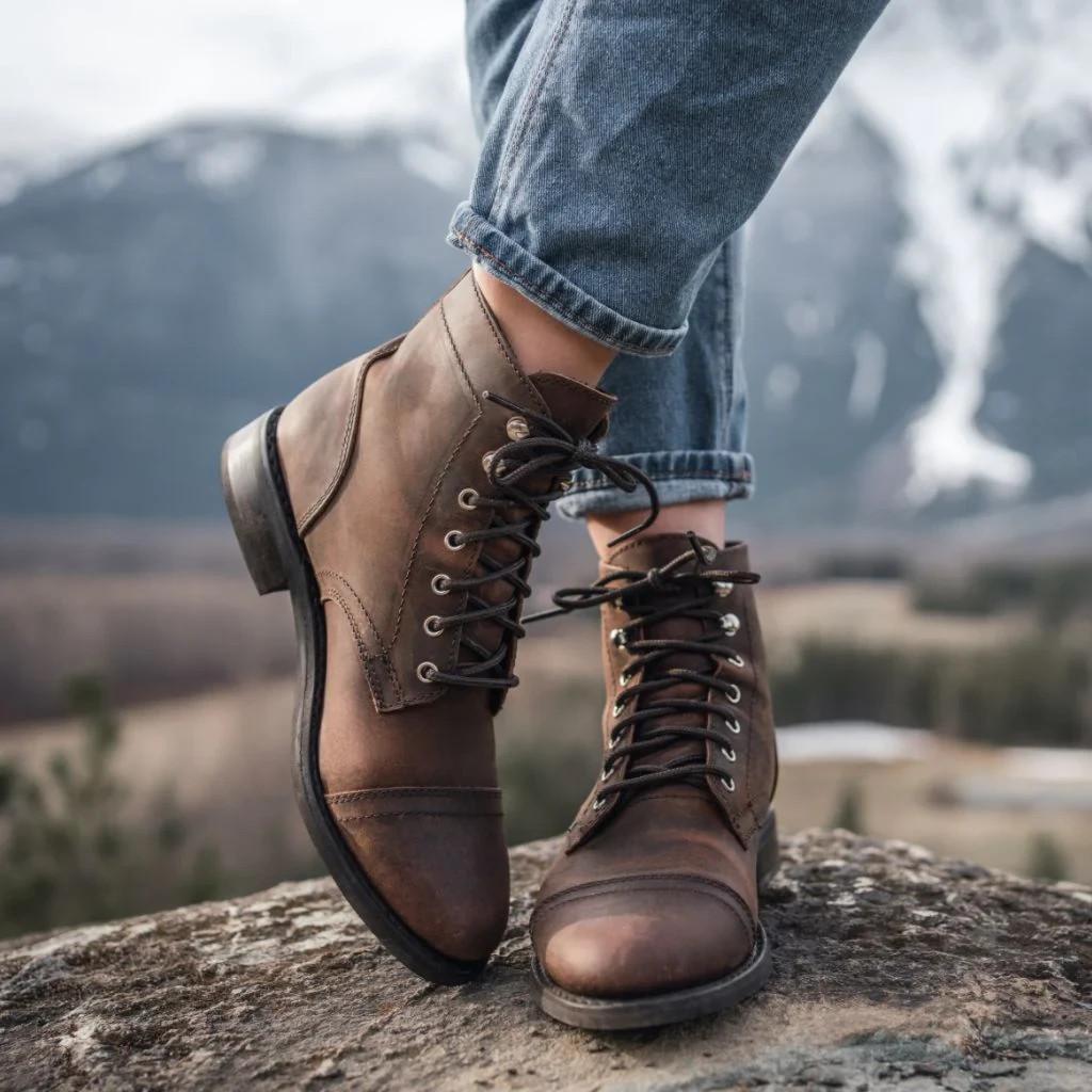 8 - Thursday $198 Dark Brown Leather Lace Up Captain Cap Ankle Boots 1115IE