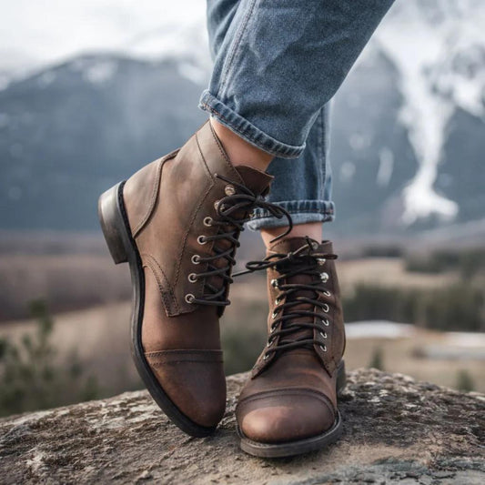 8 - Thursday $198 Dark Brown Leather Lace Up Captain Cap Ankle Boots 1115IE