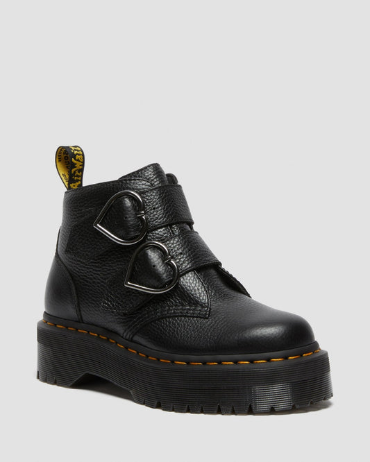 7 - Dr Martens Black Heart Buckle Platform Devon Ankle Boots NEW 0716MD