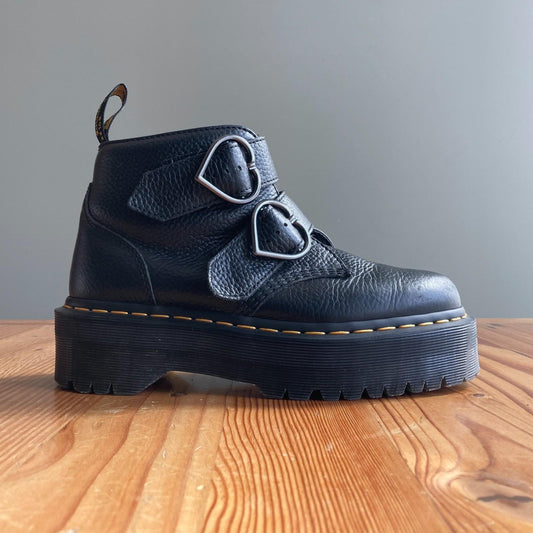 7 - Dr Martens Black Heart Buckle Platform Devon Ankle Boots NEW 0716MD