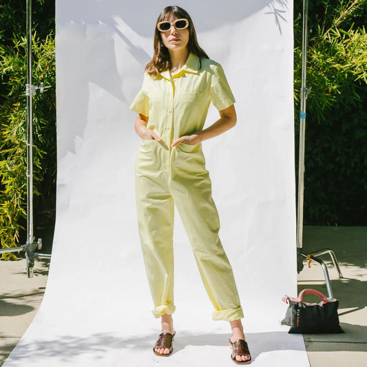6 - Ilana Kohn Butter Yellow Short Sleeve Tia 2025 Coveralls Jumpsuit 0805AY