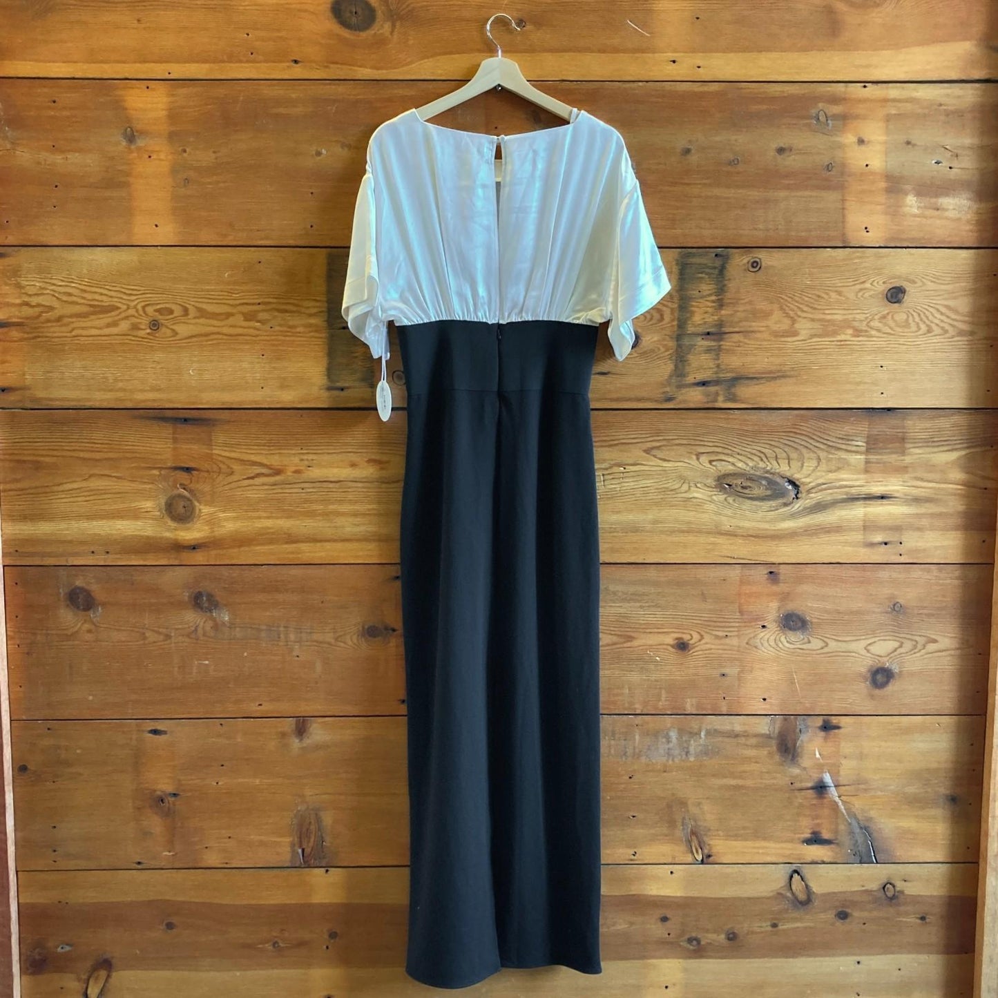 8 - Staud NEW $495 Ivory & Black Garnet Silk Full Length Gown Dress 4427SC