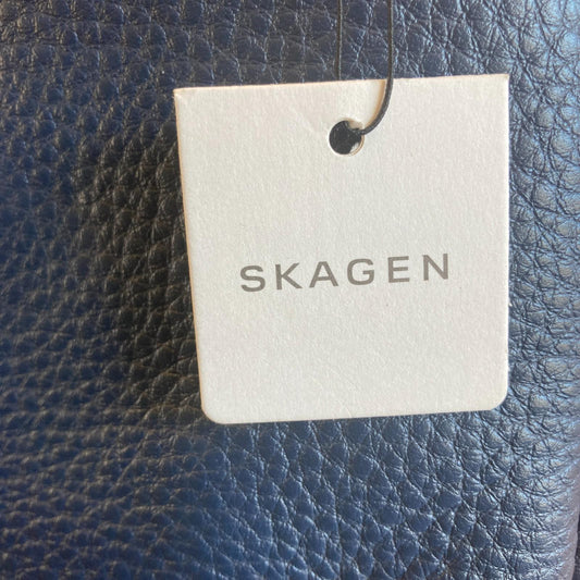 Skagen Ink Blue Leather NEW $195 Mikkeline Satchel Crossbody Bag Purse 1118SM
