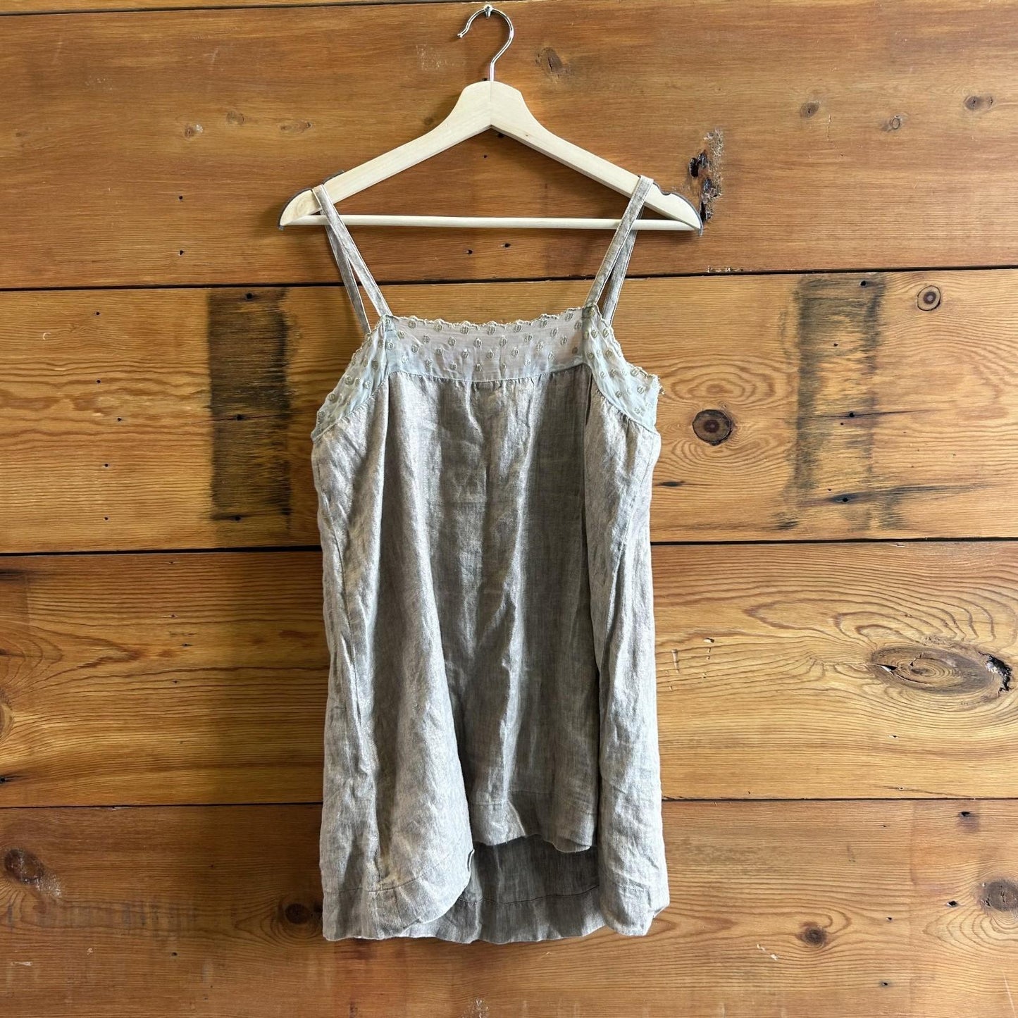 1 / S - DOSA Gray Bronze Metallic Sheen Linen Camisole Tank Top 0531DG