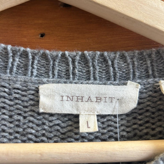 M - Inhabit Gray Knit 100% Cashmere Button Up Long Sleeve Cardigan 0721DK