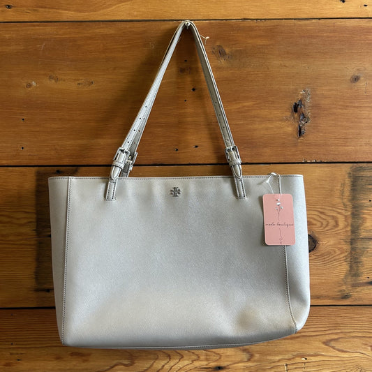 Tory Burch Grey Large Leather York Buckle Tote Shoulder Bag Purse 0131AG