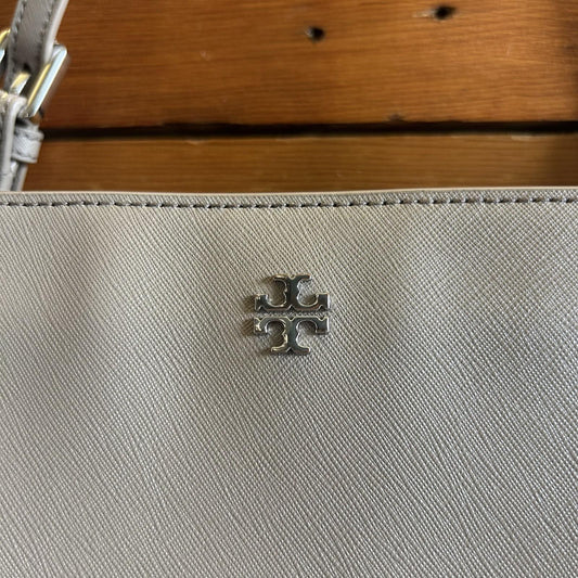 Tory Burch Grey Large Leather York Buckle Tote Shoulder Bag Purse 0131AG