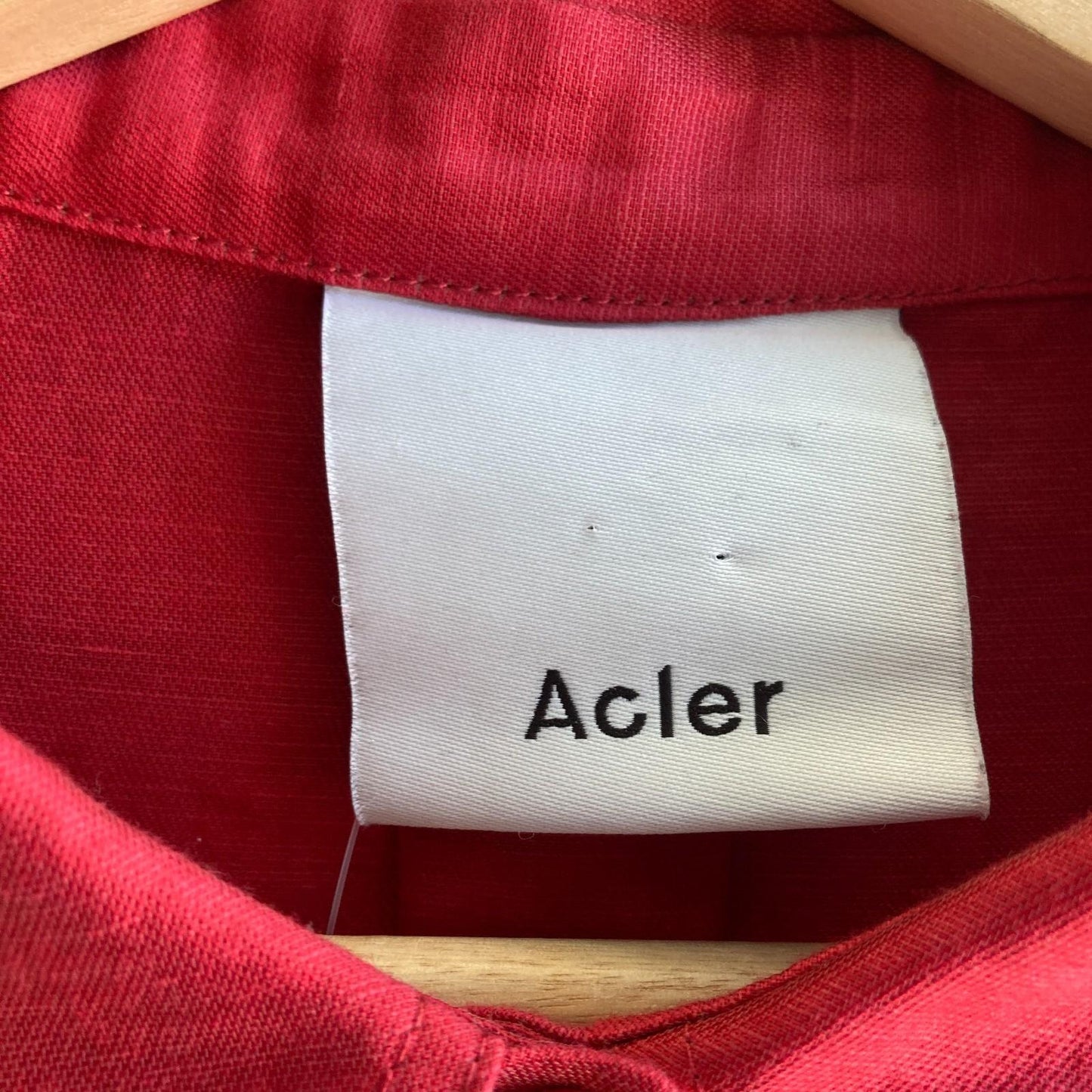 6 - Acler Red Linen Blend Long Sleeve Button Front Belted Dress 0916VB