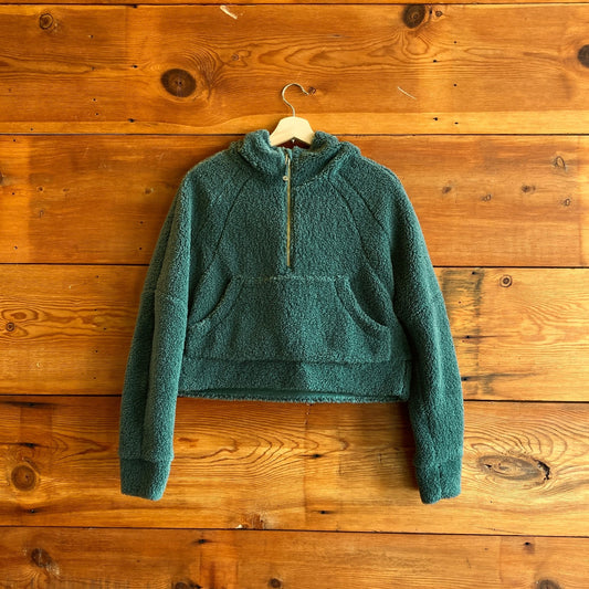 XS / S - Lululemon Green Sherpa Crop Oversized Half Zip Hoodie Sweatshirt 0703SC