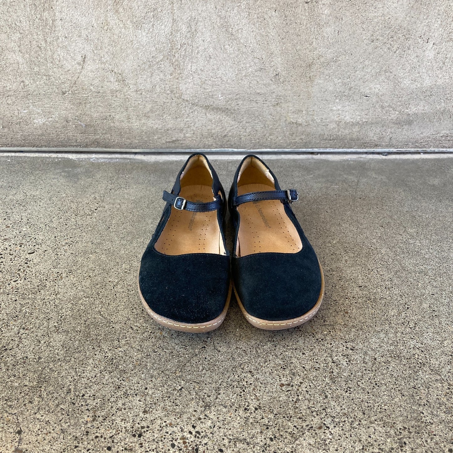 38 / 7.5 - El Naturalista Black Suede Leather Mary Jane Flats Shoes 0706MG