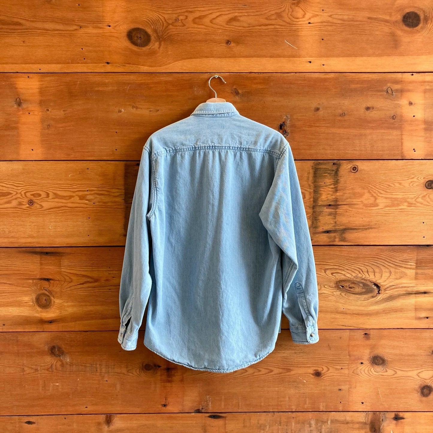 S - Mens Vintage LL Bean Light Denim Blanket Lined 90's Chore Jean Shirt 0312IG