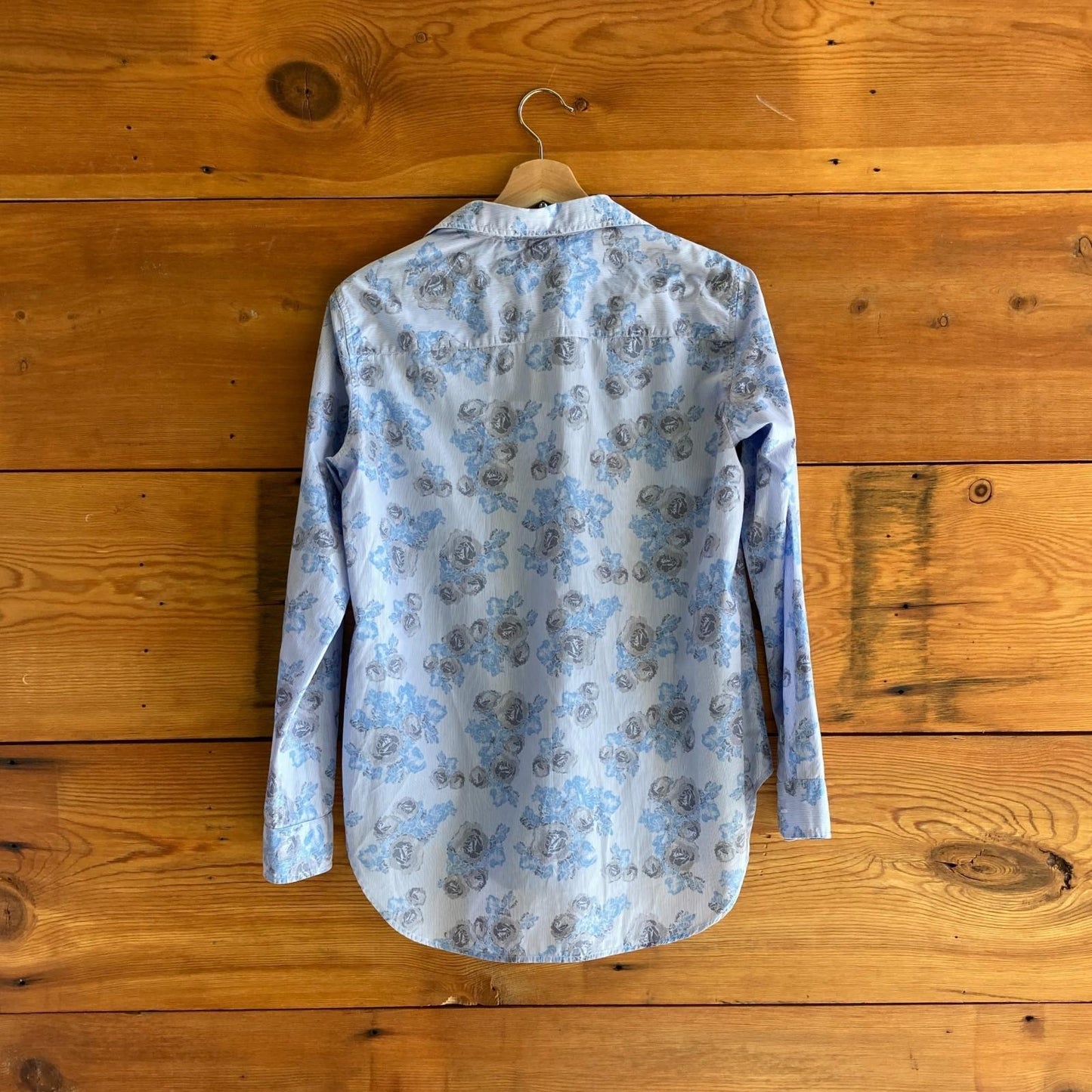 S - Frank & Eileen Blue Floral Patterned 'Frank' Button Up Shirt Top 0124KG