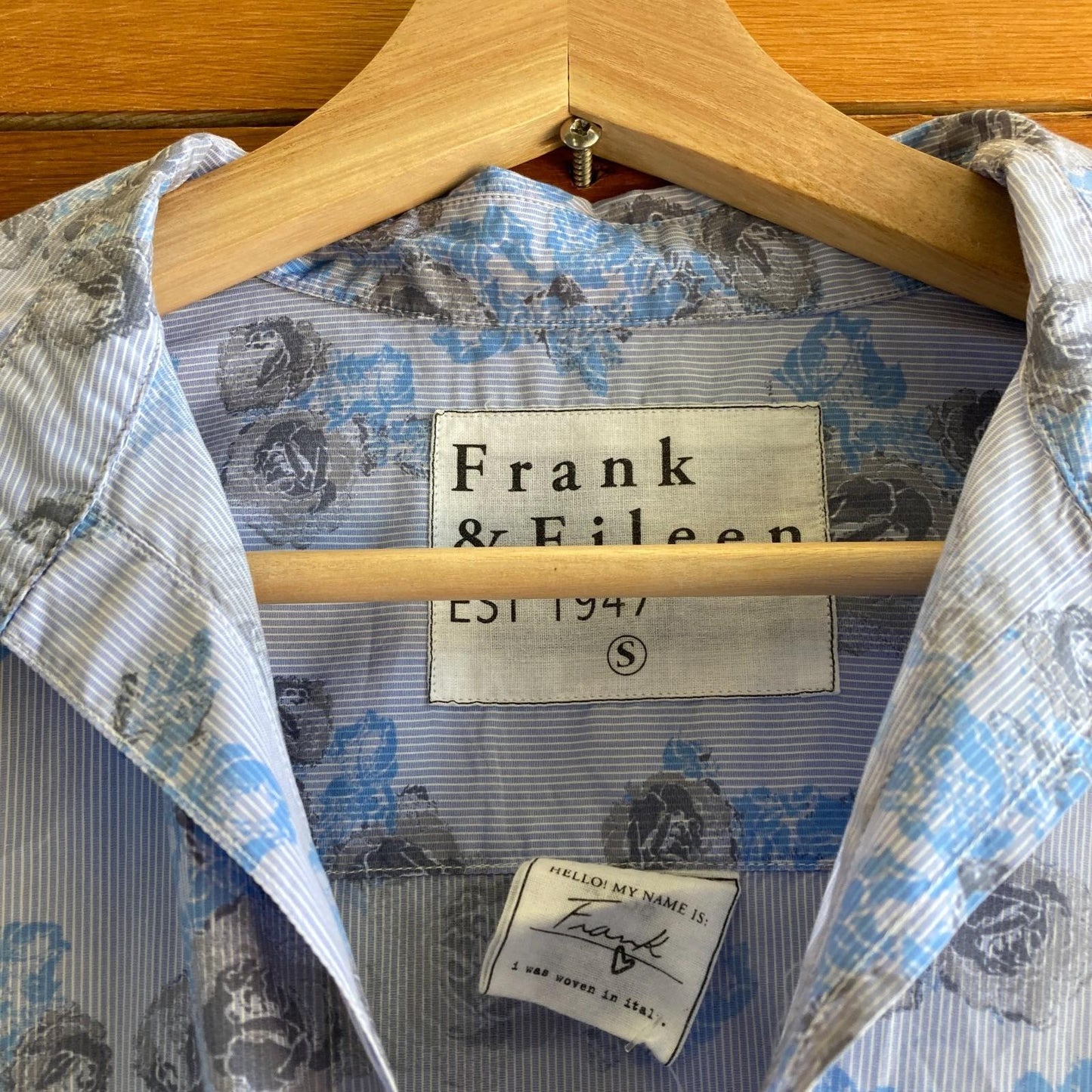 S - Frank & Eileen Blue Floral Patterned 'Frank' Button Up Shirt Top 0124KG