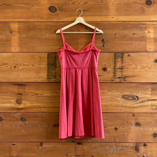 44 IT / 8 US - Prada Red Button Front Vintage Y2K A-Line Sleeveless Dress 0921KS