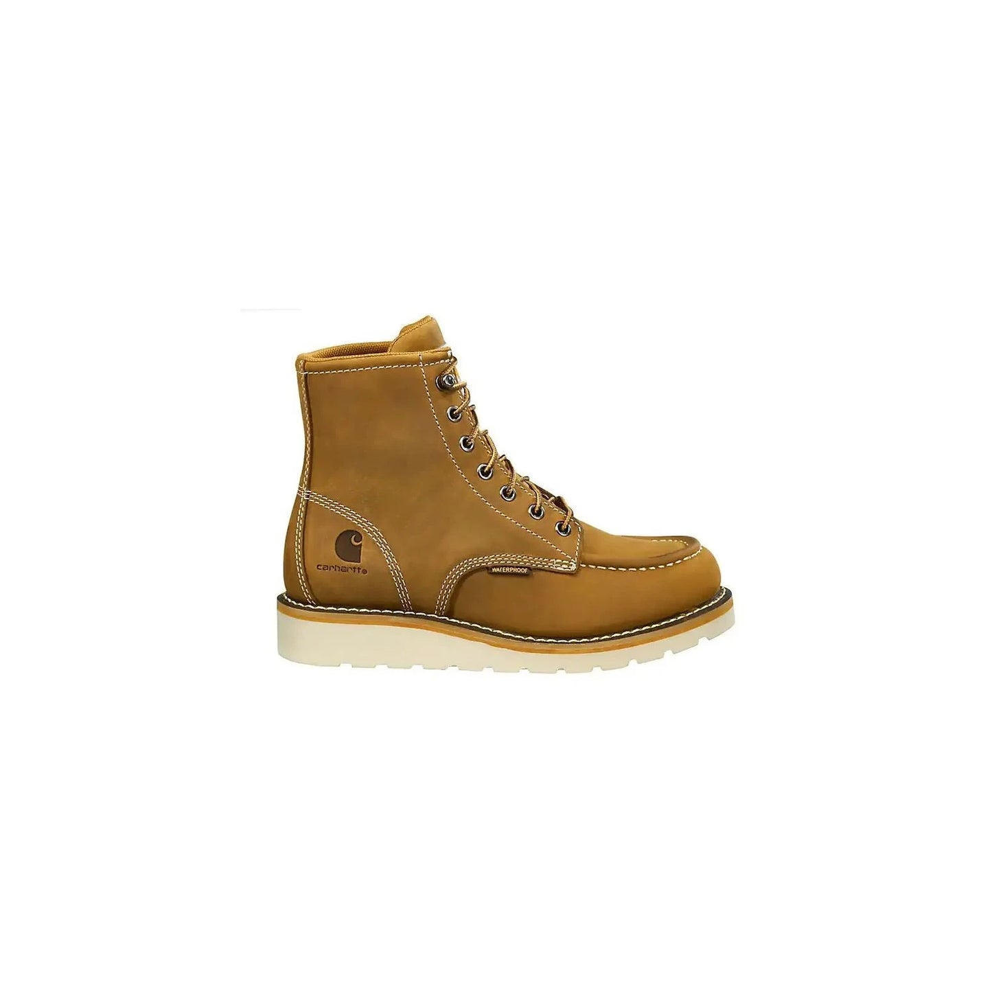 6.5 - Carhartt $160 Brown Leather Work Wedge Lace Up Moc Toe Boots NEW 0312IG