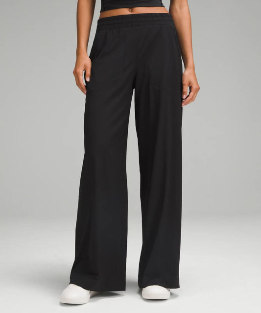 4 - Lululemon Black Elastic Waist Swift Mid Rise Wide Leg Athletic Pants 0312IG