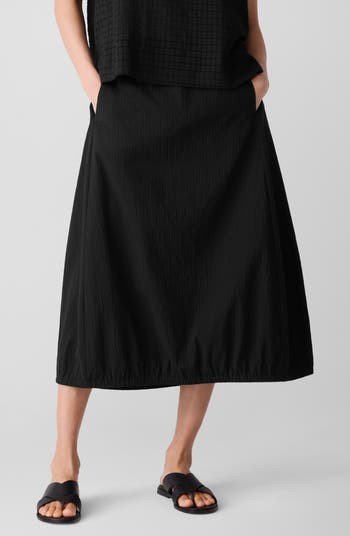 1X - Eileen Fisher Black NEW $168 Stretch Organic Cotton Lantern Skirt 0603AG