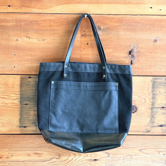 Chester Wallace classic tote made Portland Oregon Gray & Black Canvas Bag 0617RF