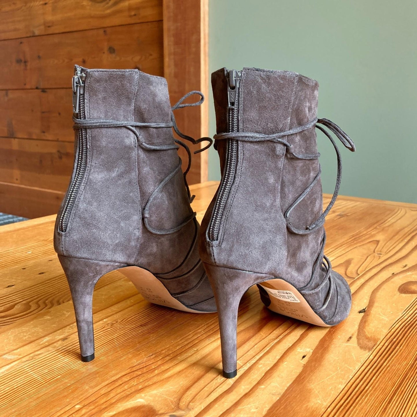 11 - Vince $425 Smoke Gray Open Toe Adisa Lace Heels Shoes NEW w/ Box 0919LF