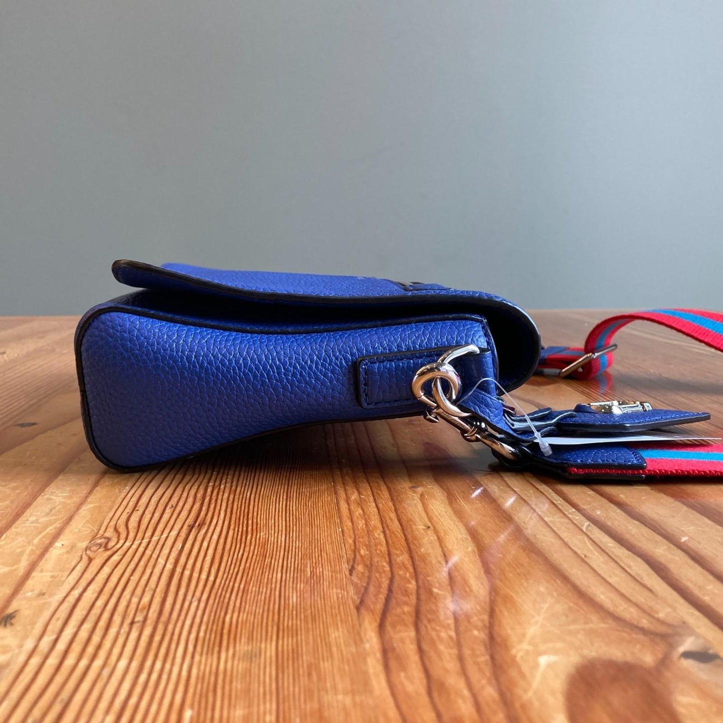 Marc Jacobs Blue Pebbled Leather Canvas Strap Crossbody Purse Bag 0919LF