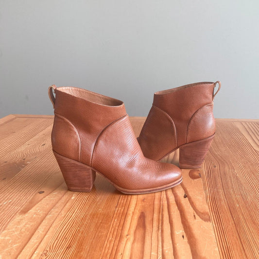 8.5 - Rachel Comey Brown Embossed Leather Heeled Ankle Boots 1005SS