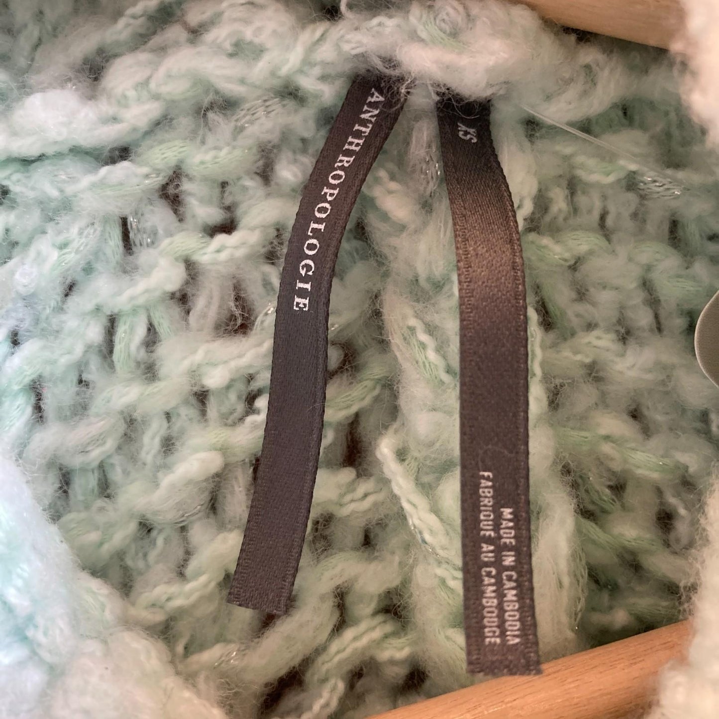 XS - by Anthropologie $168 Mint Sparkle Knit Boxy Turtleneck Sweater NEW 0908CG