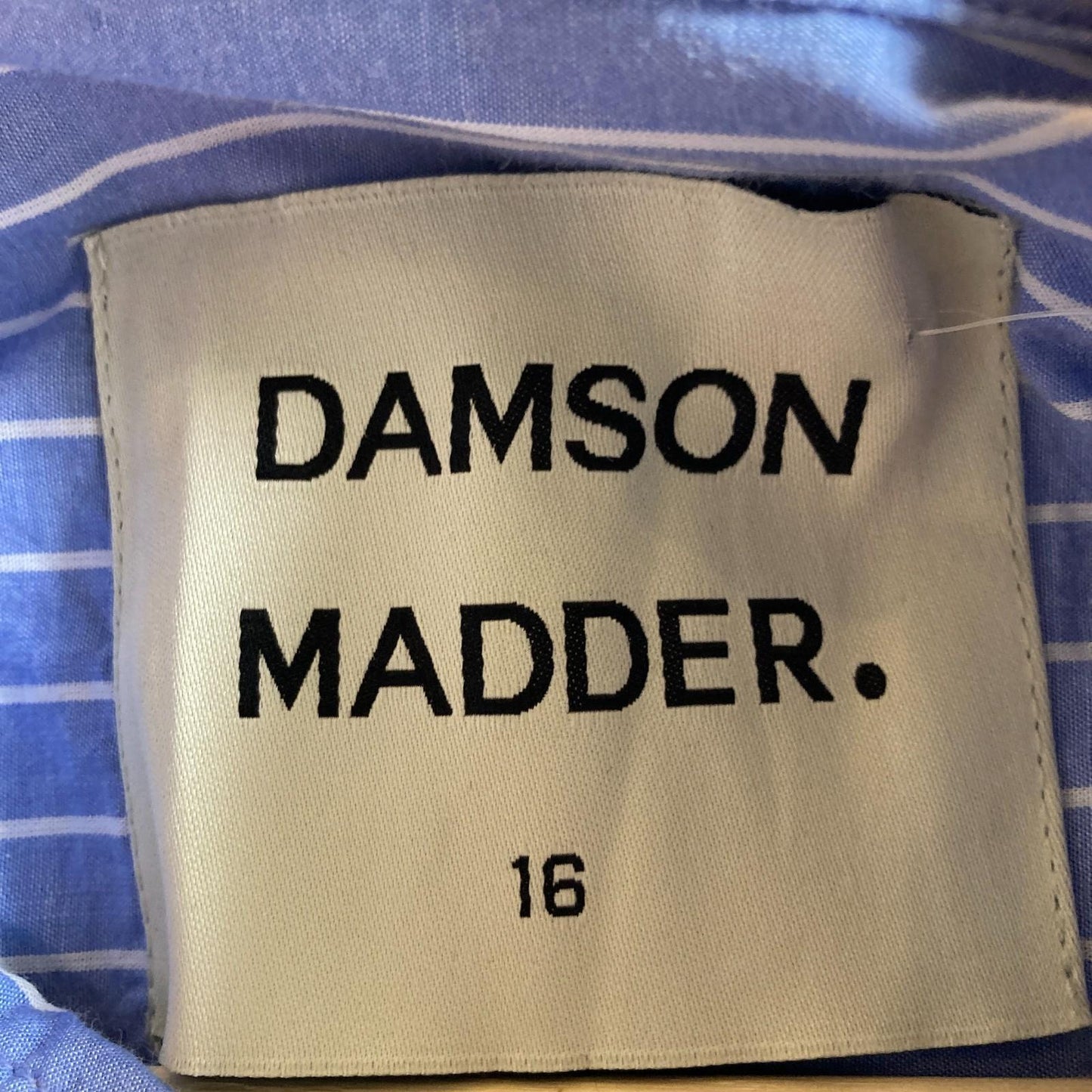 16 UK / 12 US - Damson Madder Blue Stripe Button Up Kendall Ruffle Shirt 0720LP