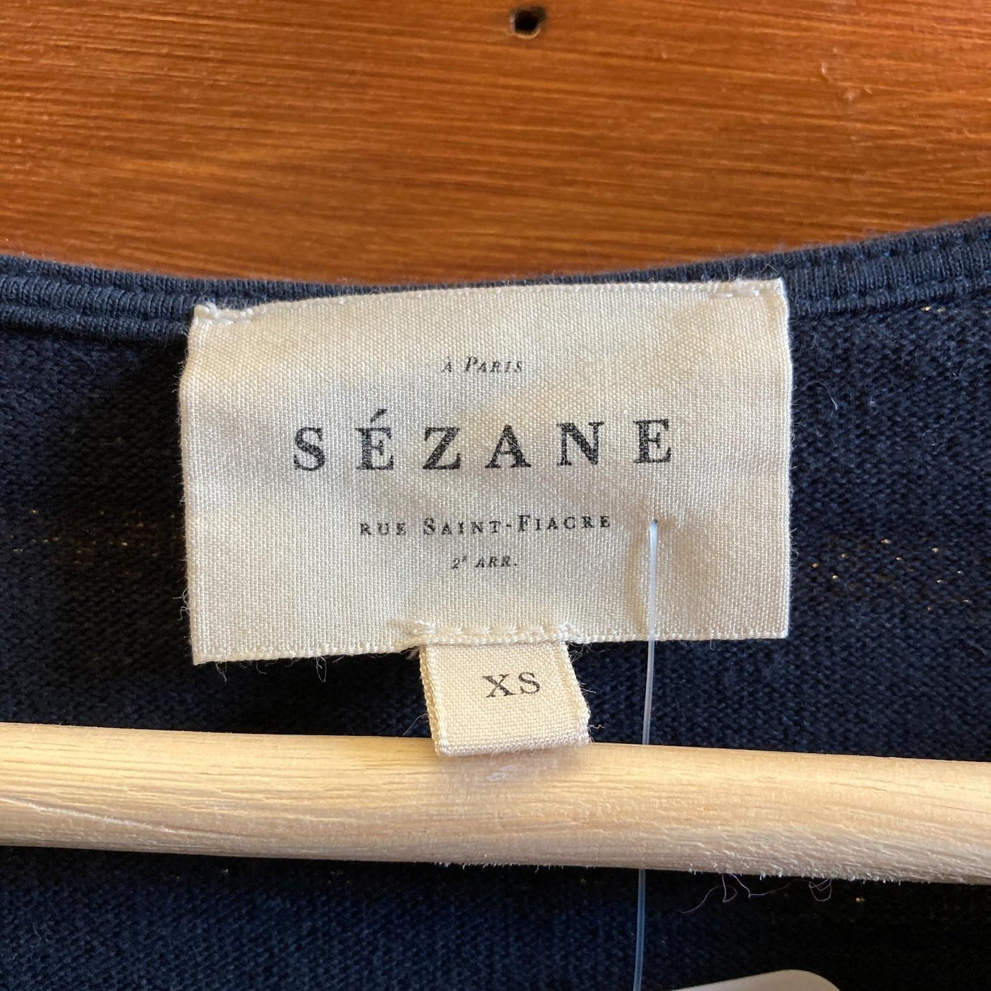 XS - Sezane Navy Blue & Gold Stripe Long Sleeve Colette Mariniere Shirt 0208KS