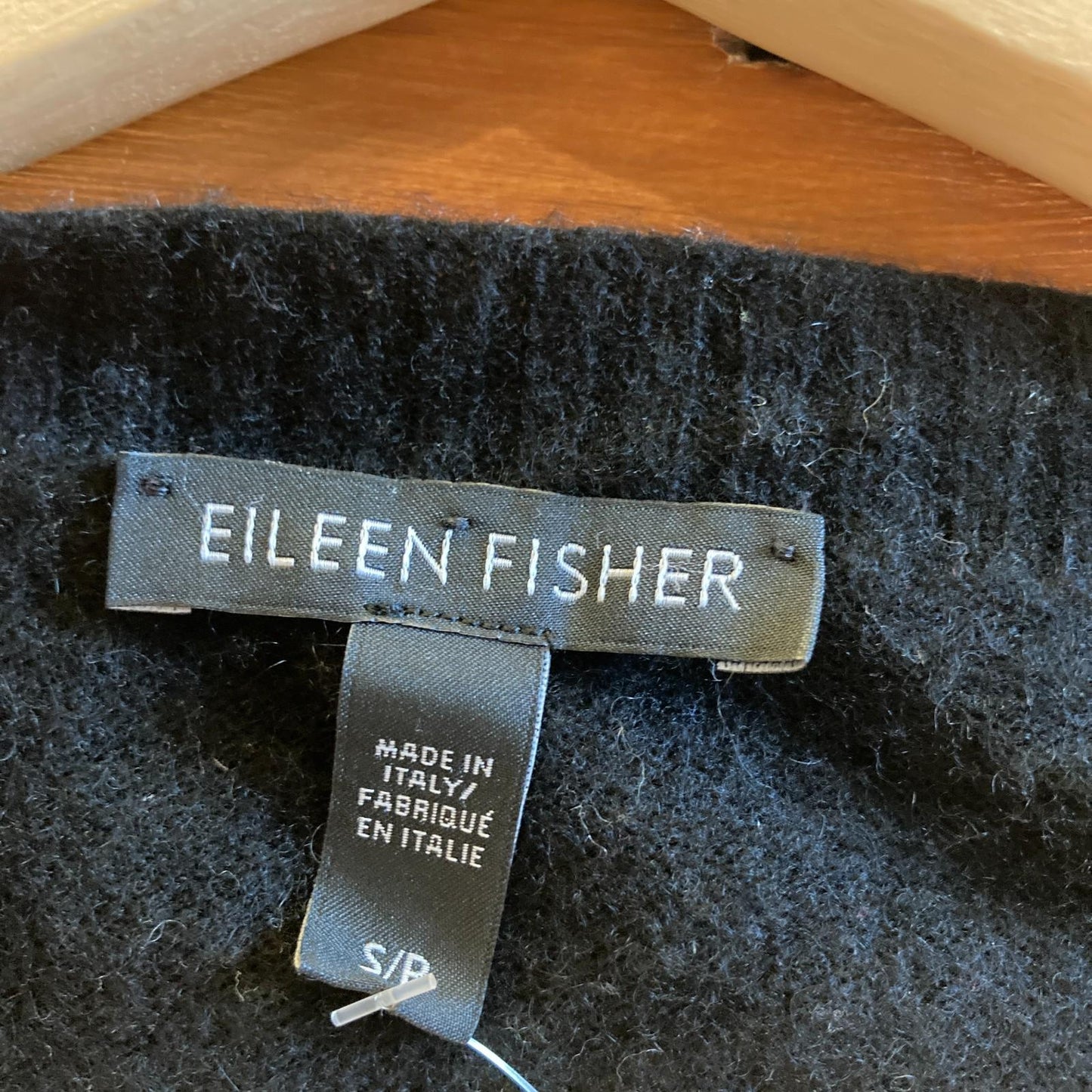 S - Eileen Fisher Black Scoop Neck 100% Cashmere Long Sweater 0721DK