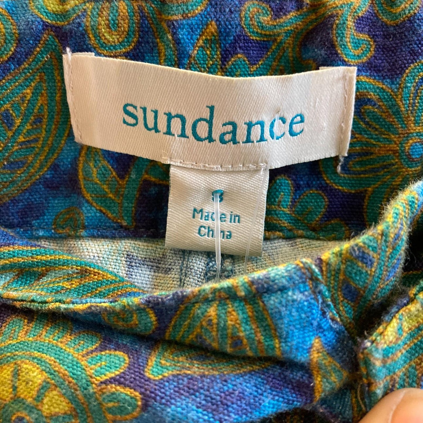 8 - Sundance Catalog Blue Green Paisley Floral Sumi NEW $98 Shorts 1006BF