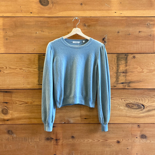 M - Doen Blue Cashmere Merino Wool Puff Sleeve Ophelia Sweater 0425KN