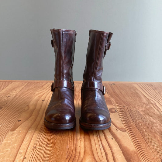 37.5 - Shoro Italy Brown Buckle Detail Side Zip Womens Boots 0417DL