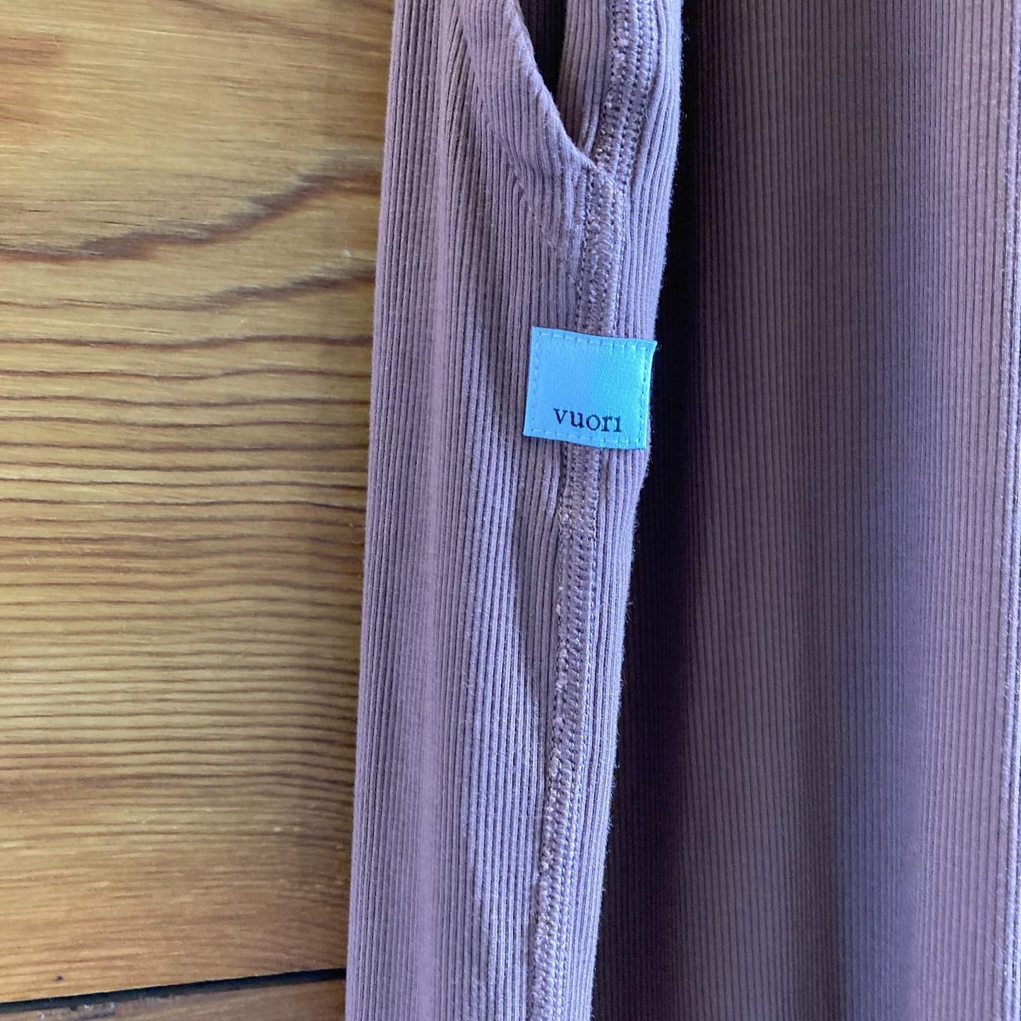 S - Vuori $148 Brown Ribbed Knit Pose Scoop Neck Tie Waist Jumpsuit 0622KS