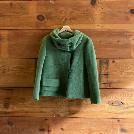 S - Itala Testino Green Suri Alpaca & Wool Blend Boxy Fit Jacket 0606RO