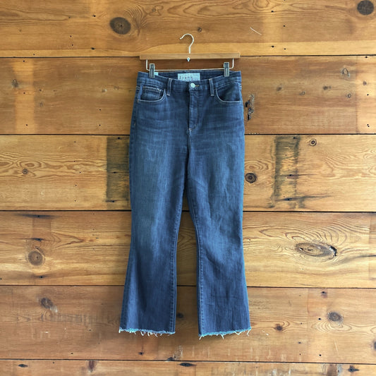 28 - Frank and Eileen $298 2003 Dark Crop Flare Killian Raw Hem Jeans 1002MG