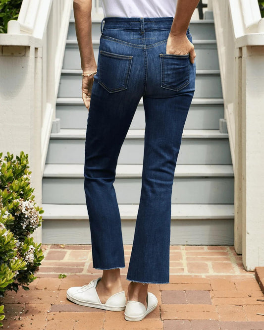 28 - Frank and Eileen $298 2003 Dark Crop Flare Killian Raw Hem Jeans 1002MG
