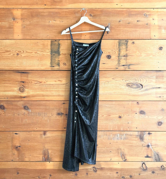 36 / S - Paco Rabanne Black Stud Detail Metallic Sleeveless Maxi Dress 1010RW