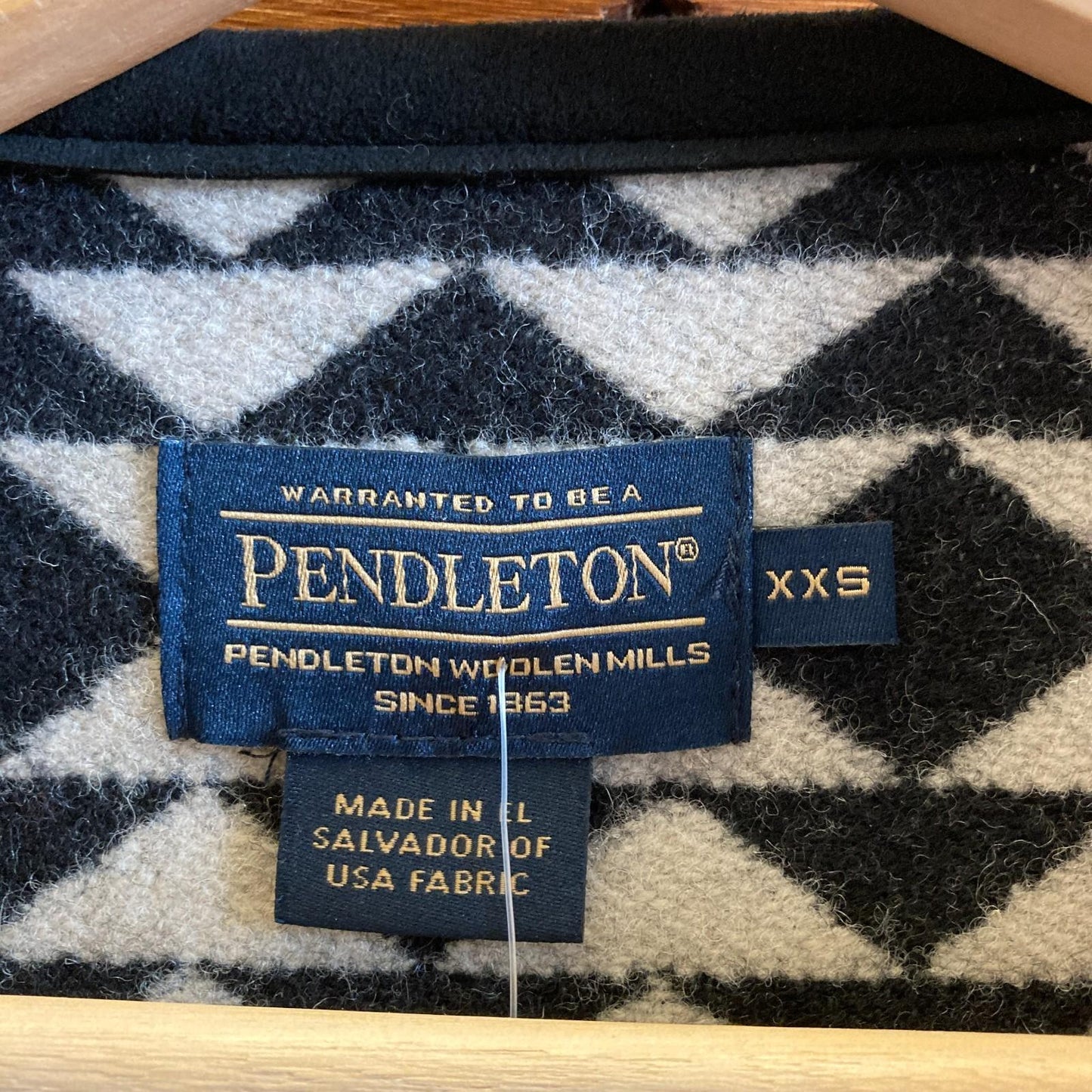 XXS - Pendleton Black & White Patterned Wool Belted Blanket Jacket Coat 0517DS