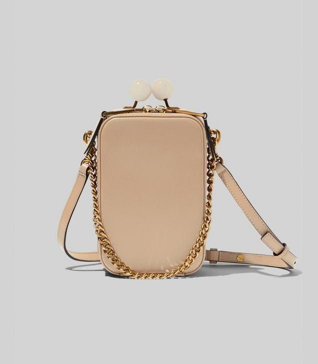 Marc Jacobs $495 Sand Tan Smooth Leather The Vanity Crossbody Purse Bag 0714NF