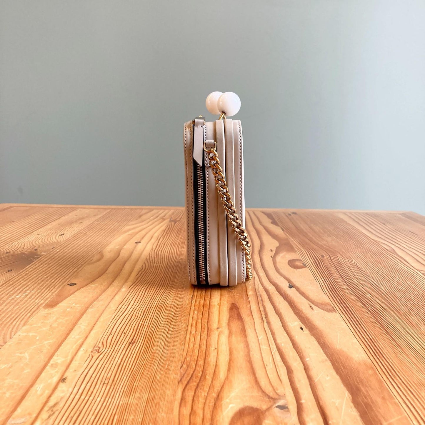 Marc Jacobs $495 Sand Tan Smooth Leather The Vanity Crossbody Purse Bag 0714NF