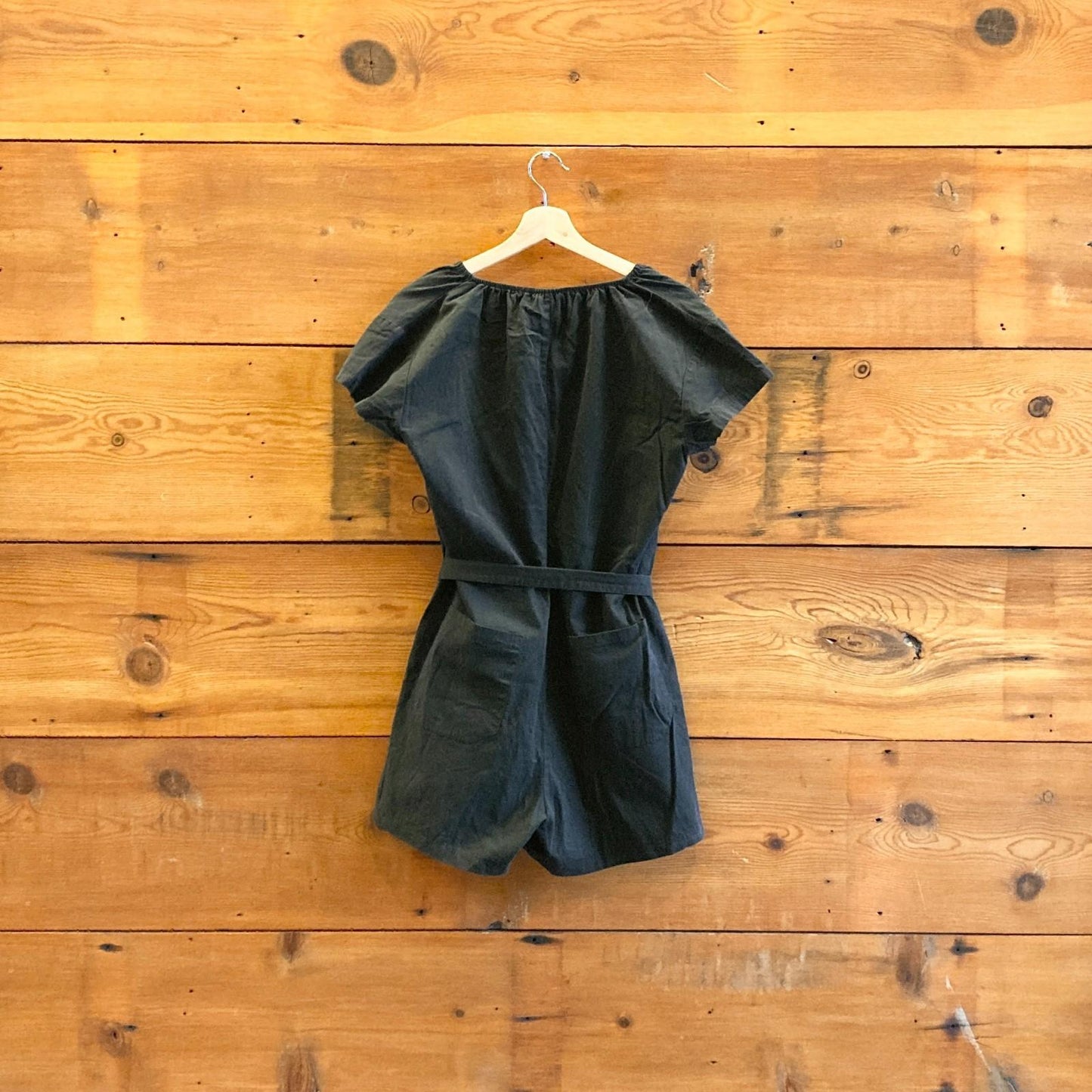 S - LOUP Black Cap Sleeve Paloma Tie Waist NEW $191 Romper 1206OR