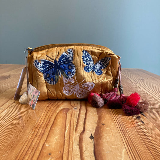 Johnny Was Paradiso Quilted Makeup Bag Butterfly Cosmetic Purse NEW 1017LJ