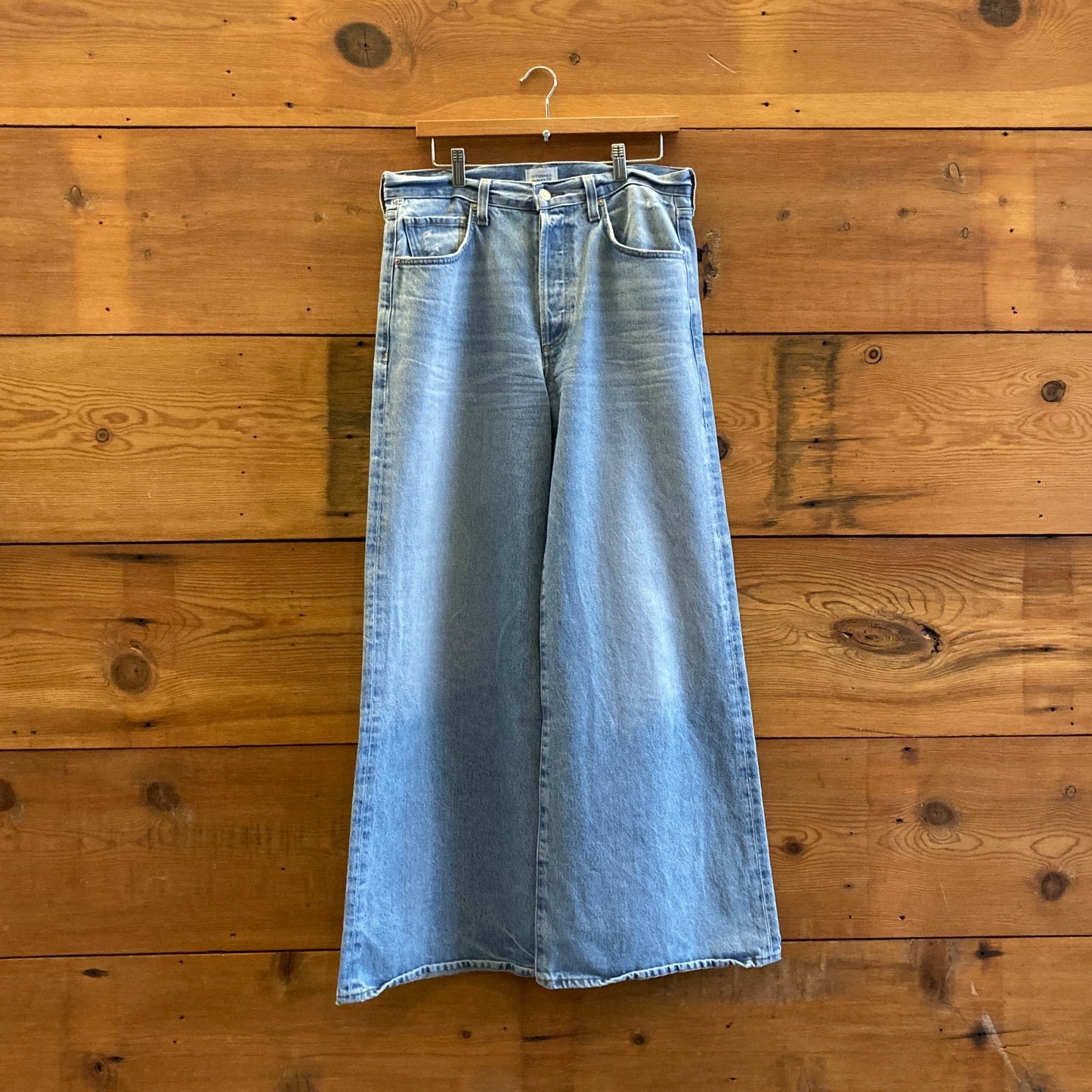28 - Citizens Light Wash Wide Leg Beverly High Waist Button Fly Jeans 0216MS